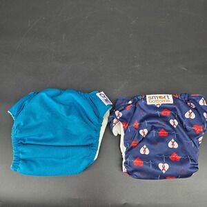 GroVia ONE & Smart Bottoms AIO Cloth Diaper Bundle Teal Blue Navy Warrior Heart